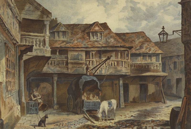 O Tabard Inn, Southwark (cromolito) de Waldo Sargeant