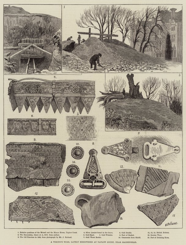 Túmulo de um Viking, recentemente descoberto em Taplow Court, perto de Maidenhead de Walter Bothams