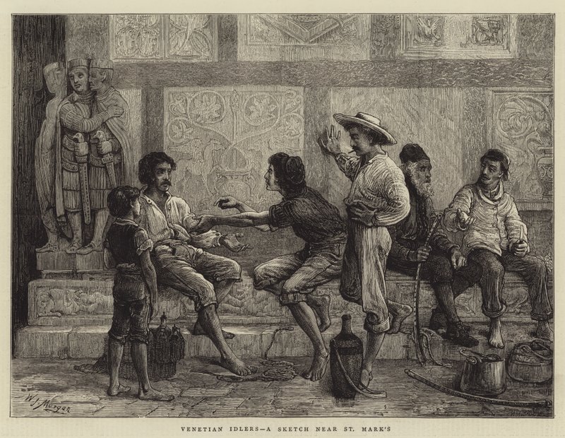 Idlers Venetian, um esboço perto de St Mark de Walter Jenks Morgan