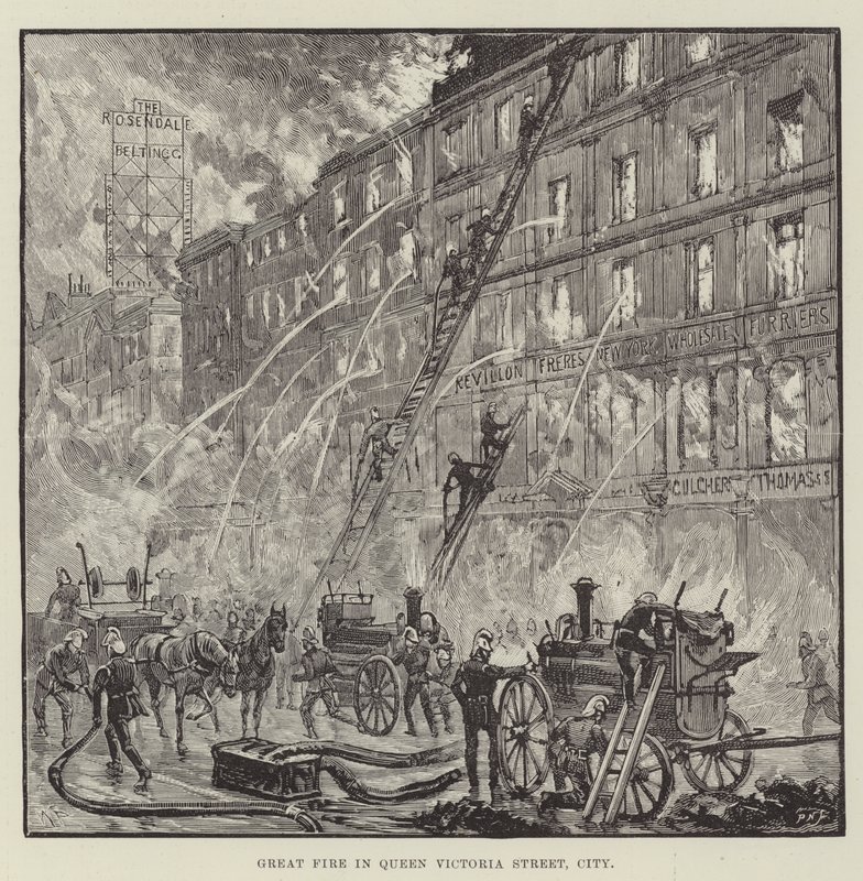 Grande incêndio na Queen Victoria Street, City de Walter Paget