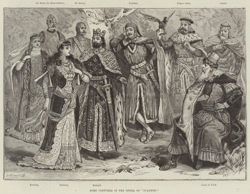 Alguns trajes na ópera de Ivanhoe de Walter Paget