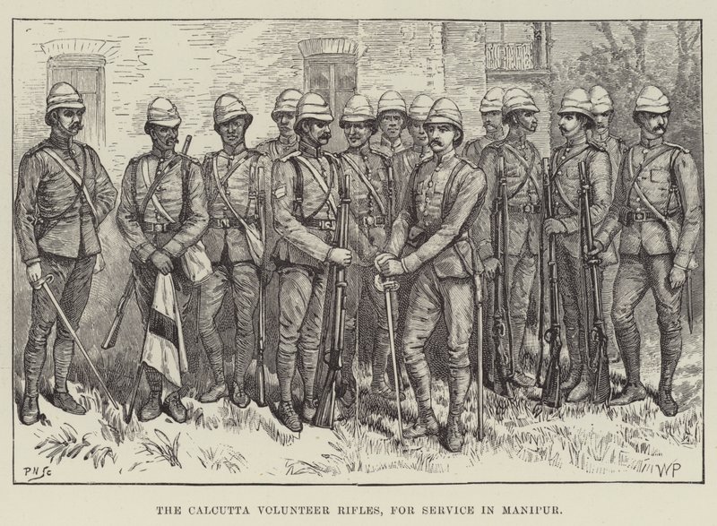 Os rifles voluntários de Calcutá, para o serviço em Manipur de Walter Paget