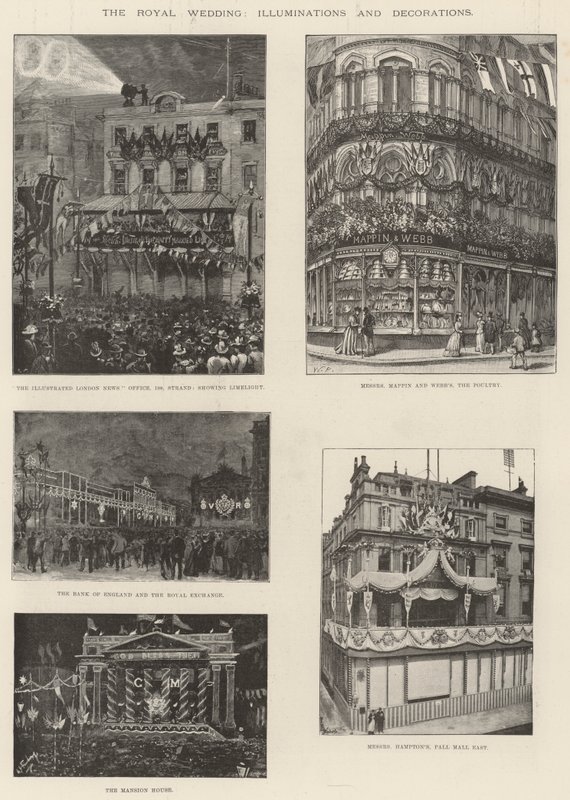 O casamento real, iluminações e decorações de Walter Paget