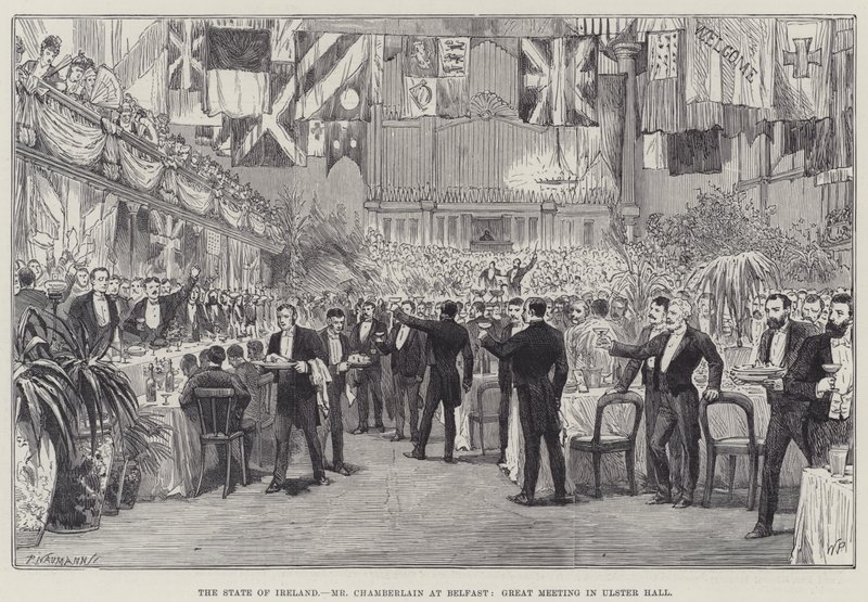 O Estado da Irlanda, Sr. Chamberlain em Belfast, Grande Encontro no Ulster Hall de Walter Paget