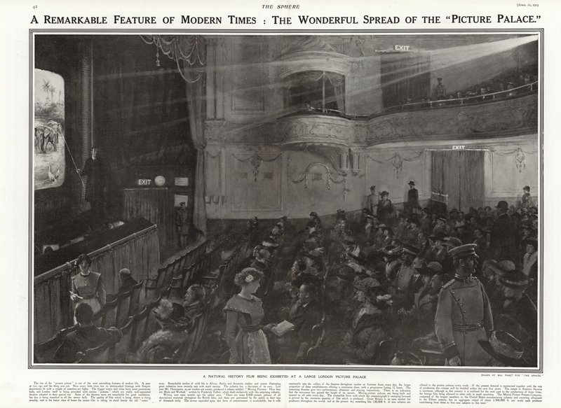 Um filme de história natural sendo exibido em um palácio de imagens de Londres, 1913 de Walter Stanley Paget