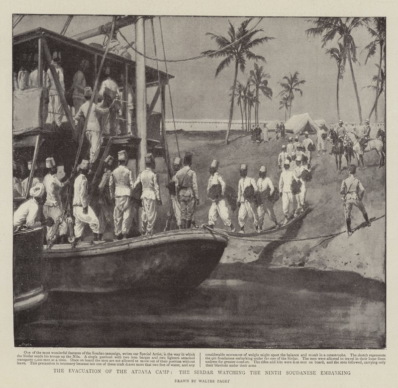 A Evacuação do Acampamento Atbara, o Sirdar assistindo ao Nono Soudanese embarcar de Walter Stanley Paget