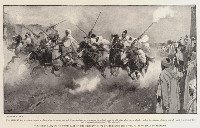 A Terra dos Mouros, a Raça de Ovelha, que faz parte da Celebração para comemorar a oferenda de Isaac por Abraão de Walter Stanley Paget
