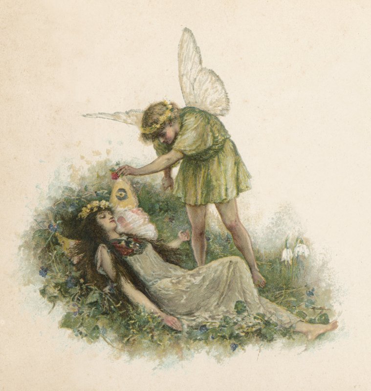 Titânia e Oberon do Sonho de uma Noite de Verão (chromolitho) de Walter Stanley Paget