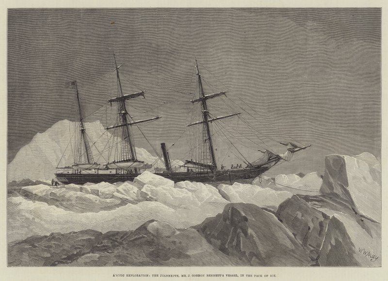 Exploração Ártica, o Jeannette, Embarcação do Sr. J Gordon Bennett, no Pacote de Gelo de Walter William May