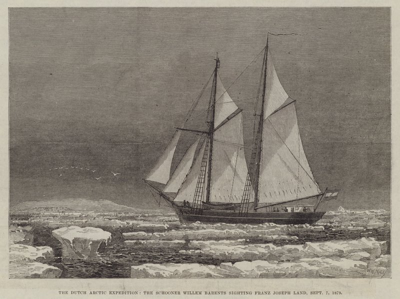 A expedição holandesa ao Ártico, a escuna Willem Barents avistando Franz Joseph Land, 7 de setembro de 1879 de Walter William May