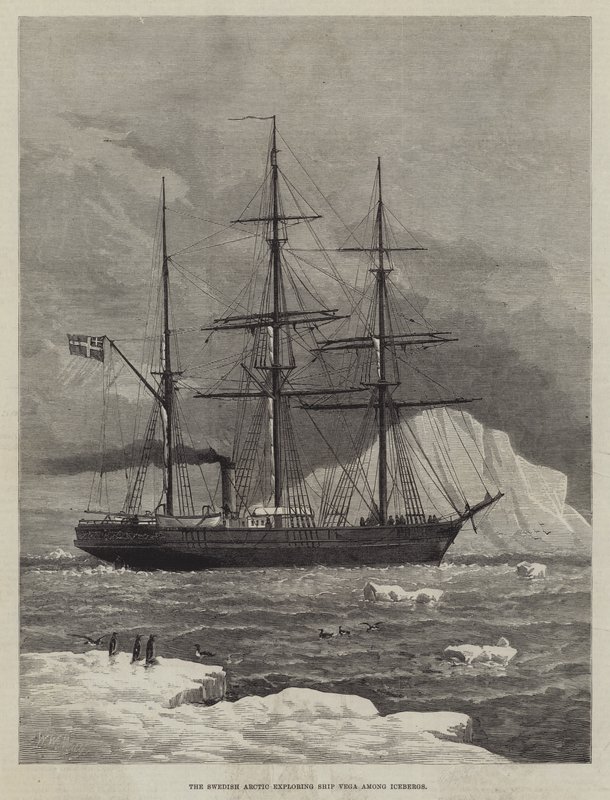 O Ártico Sueco explorando o navio Vega entre icebergs de Walter William May