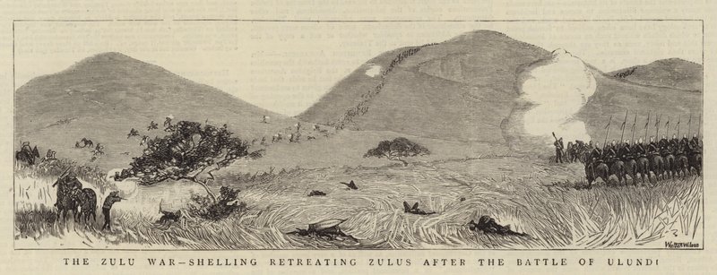 A Guerra Zulu, Shelling Recuar Zulus após a Batalha de Ulundi de Thomas Walter Wilson