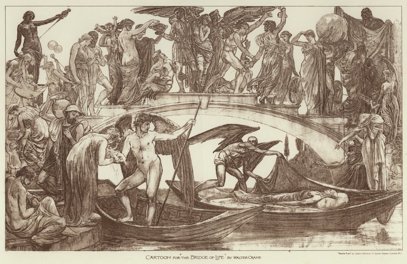 Desenho animado para "A Ponte da Vida" (gravura) de Walter (after) Crane