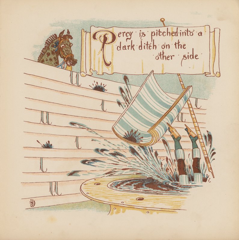 Ilustração para "Pothooks and Perseverance" de Walter Crane (litografia a cores) de Walter (after) Crane