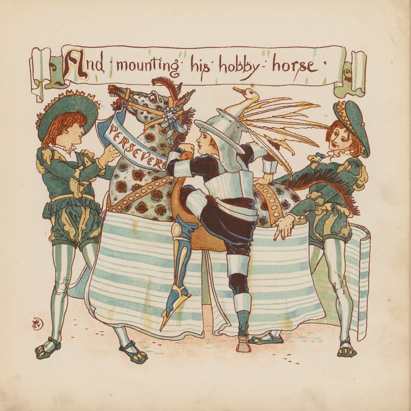 Ilustração para "Pothooks and Perseverance" de Walter Crane (litografia a cores) de Walter (after) Crane