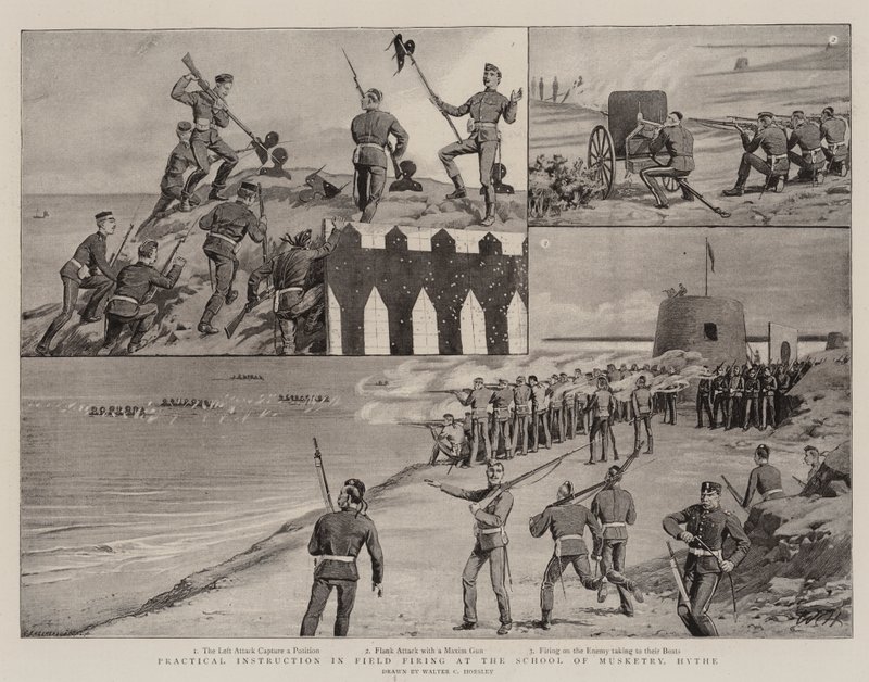 Instrução Prática em Campo de Fogo na Escola de Muscarry, Hythe de Walter Charles Horsley