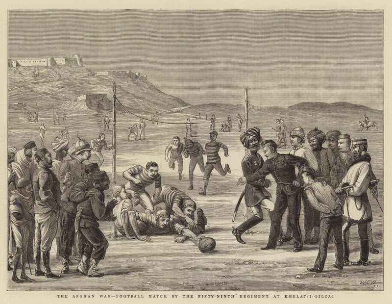 A Guerra do Afeganistão, jogo de futebol pelo 59º Regimento em Khelat-i-Gilzai de Walter Charles Horsley
