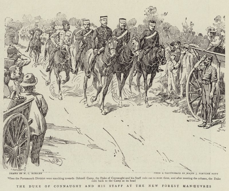 O duque de Connaught e sua equipe nas manobras de New Forest de Walter Charles Horsley