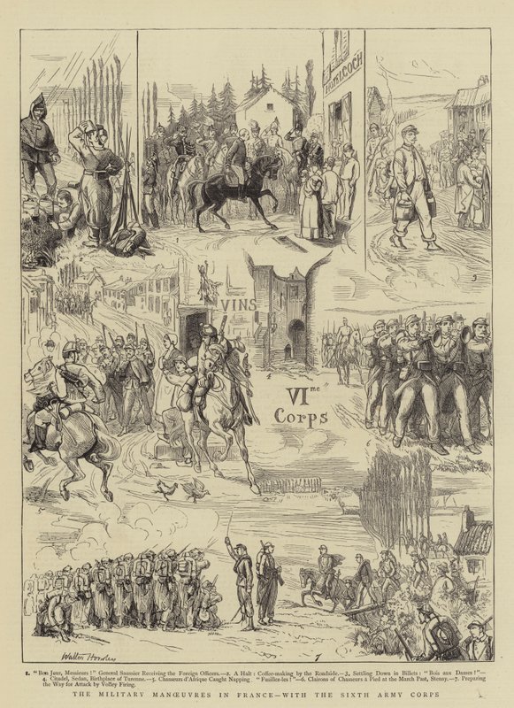 As manobras militares na França, com o sexto corpo de exército de Walter Charles Horsley