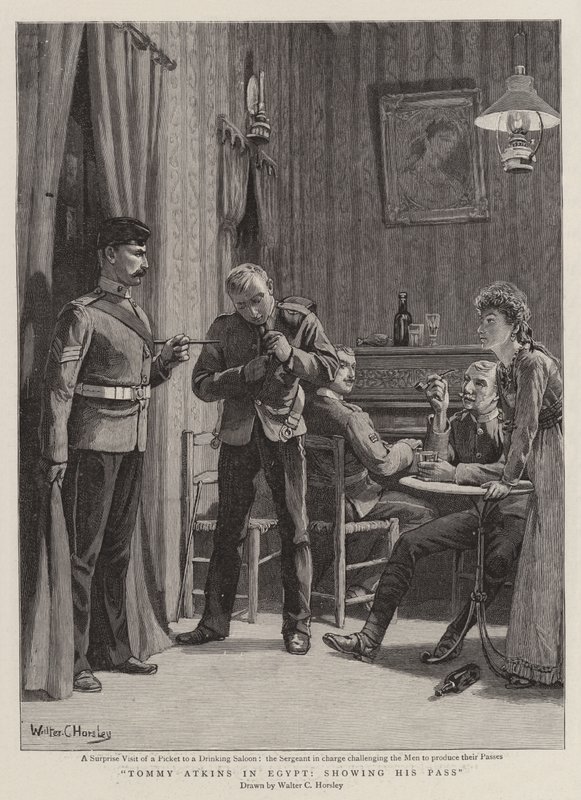 Tommy Atkins no Egito, mostrando seu passe de Walter Charles Horsley