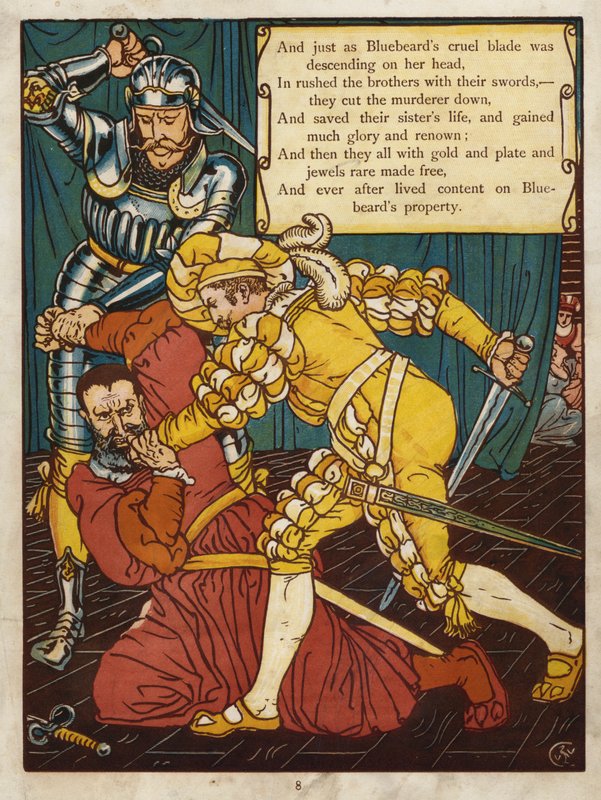 Barba Azul (cor litho) de Walter Crane
