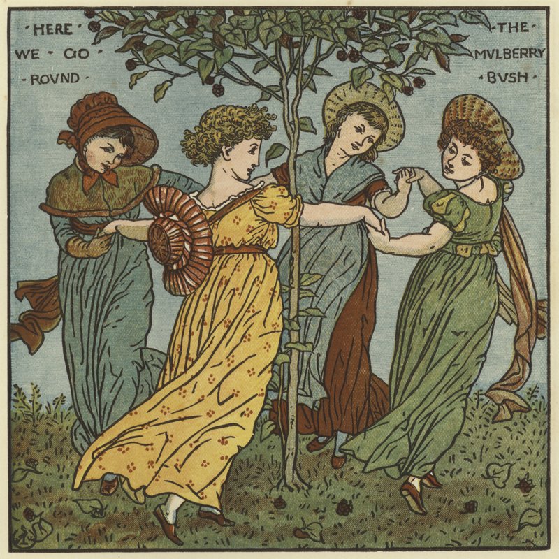 Aqui vamos nós em volta do Mulberry Bush de Walter Crane