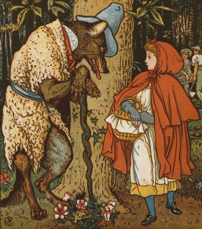 Capuchinho Vermelho (cor litho) de Walter Crane