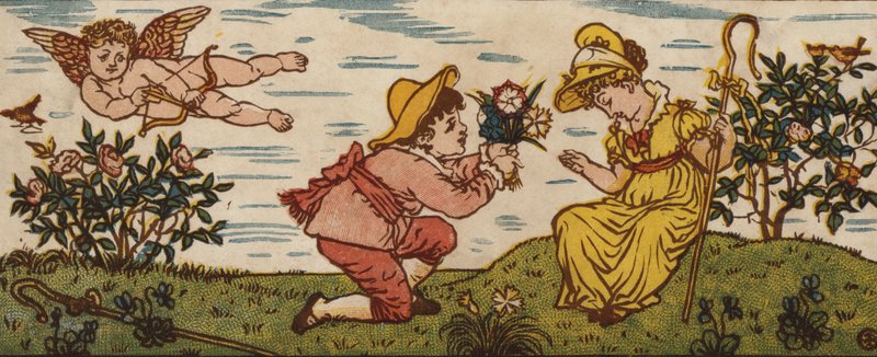 A Rosa é vermelha; A Violeta azul; A Rosa é doce; E Você Também (cor litho) de Walter Crane
