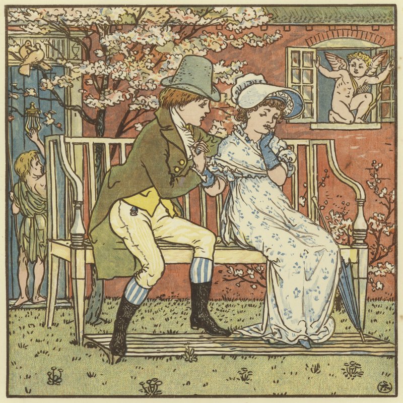 Havia um homem pequeno e ele cortejou uma pequena empregada de Walter Crane