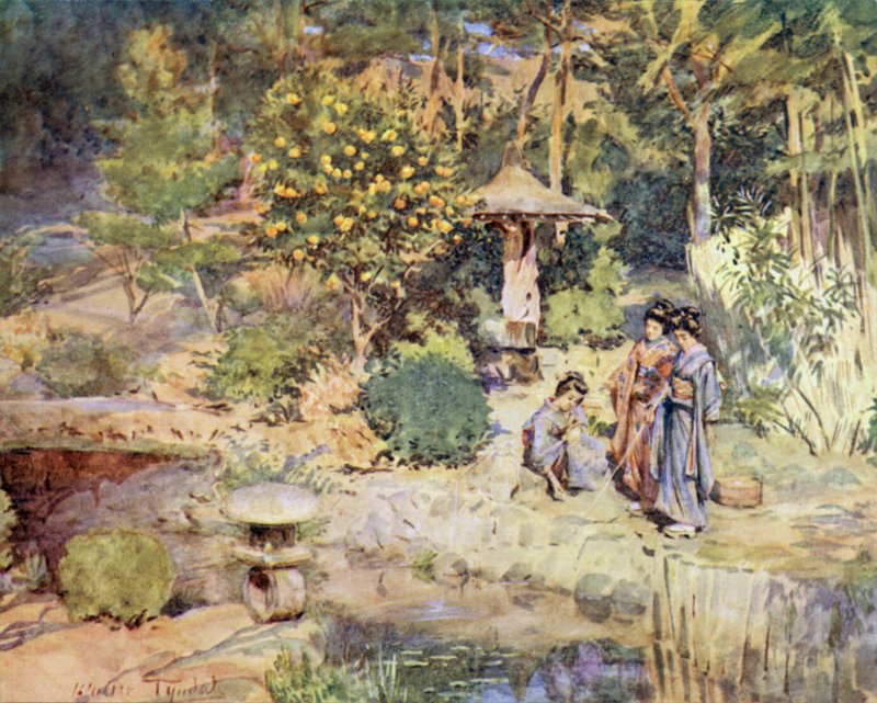 Pesca de peixe de ouro em uma festa de inverno, Atami de Walter Frederick Roofe Tyndale