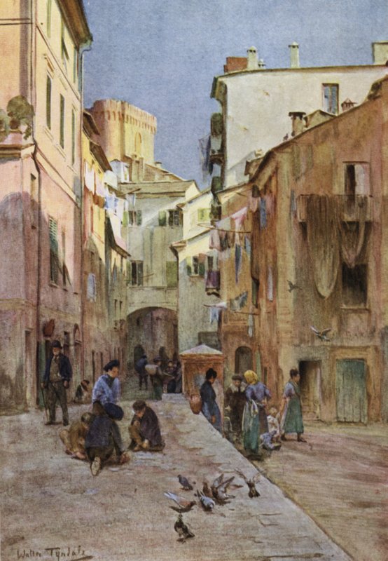 La Piazza, Sestri Levante (cor litho) de Walter Frederick Roofe Tyndale