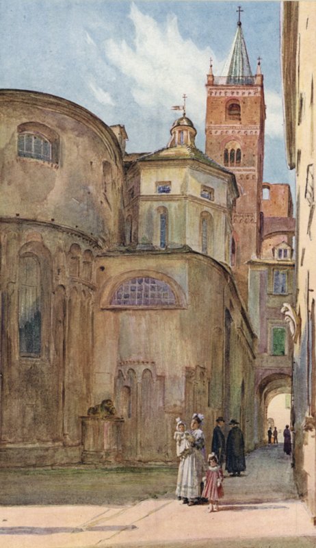 Igreja Românica, Albenga, Itália (cor litho) de Walter Frederick Roofe Tyndale