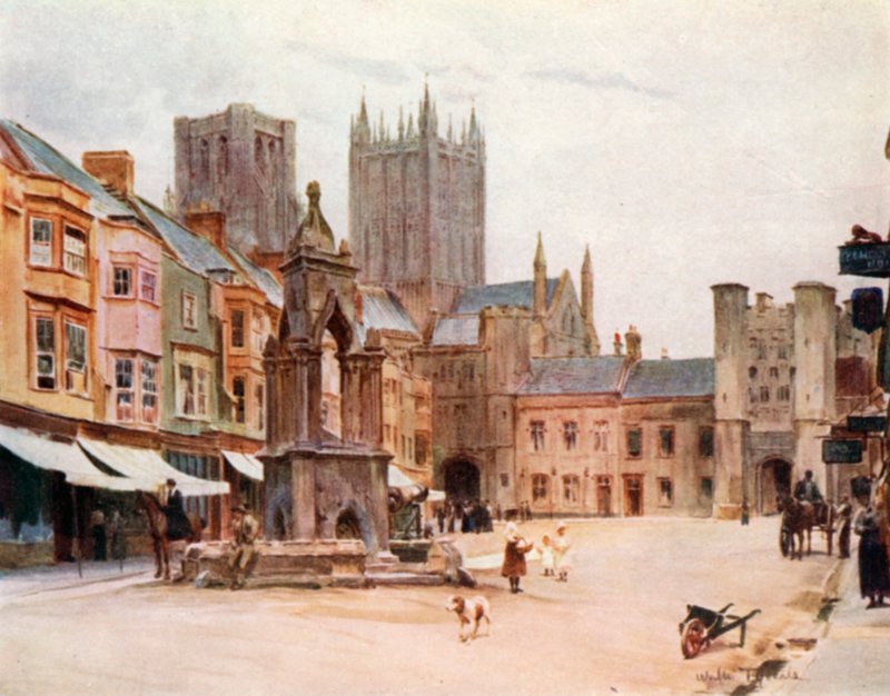 The Market Place, Wells (cor litho) de Walter Frederick Roofe Tyndale