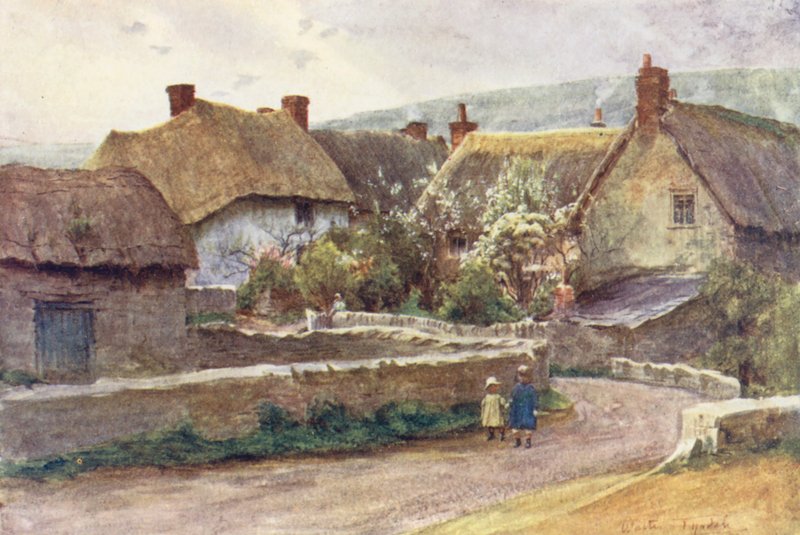 Wessex: Uma aldeia de Wessex (litografia a cores) de Walter Frederick Roofe Tyndale
