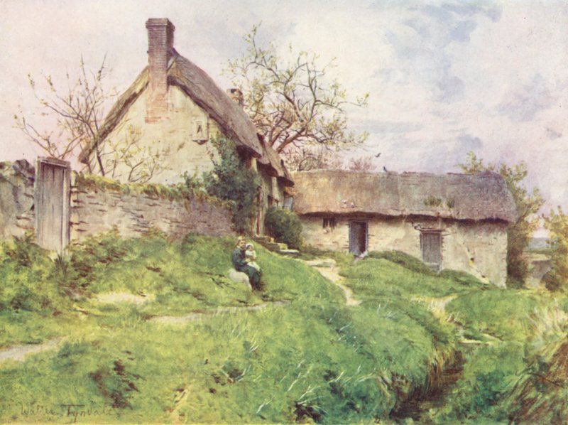 Wessex: Um grupo de casas de campo em Sutton Poyntz, perto de Weymouth (litografia a cores) de Walter Frederick Roofe Tyndale