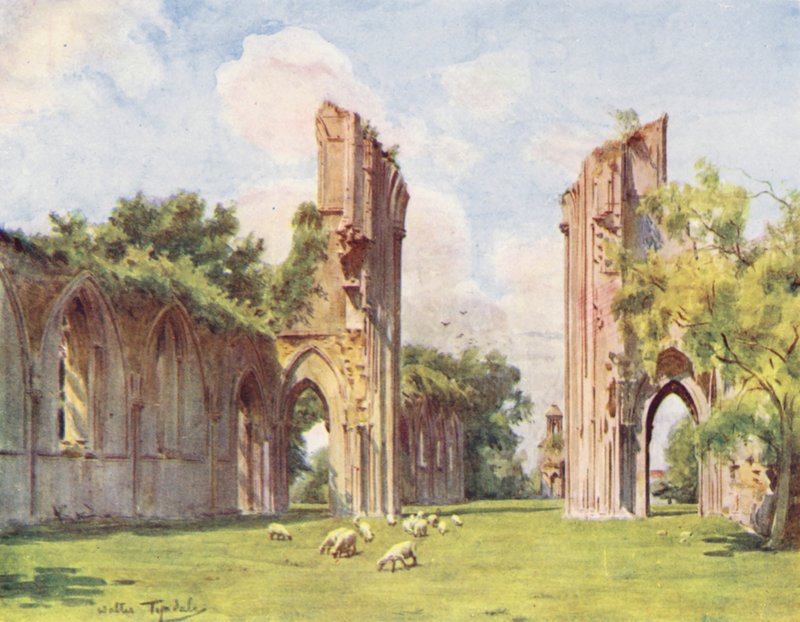 Wessex: Abadia de Glastonbury (litografia a cores) de Walter Frederick Roofe Tyndale