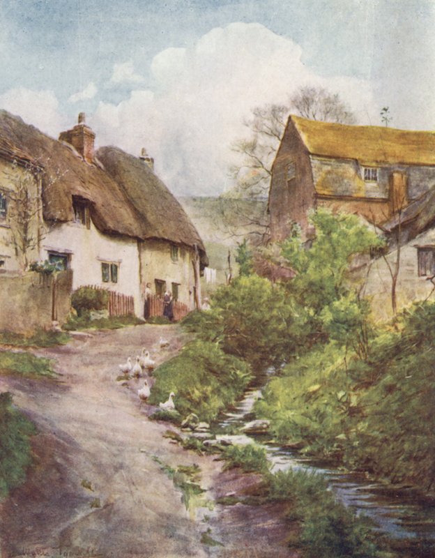 Wessex: As casas do moinho em Sutton Poyntz, perto de Weymouth (litografia a cores) de Walter Frederick Roofe Tyndale