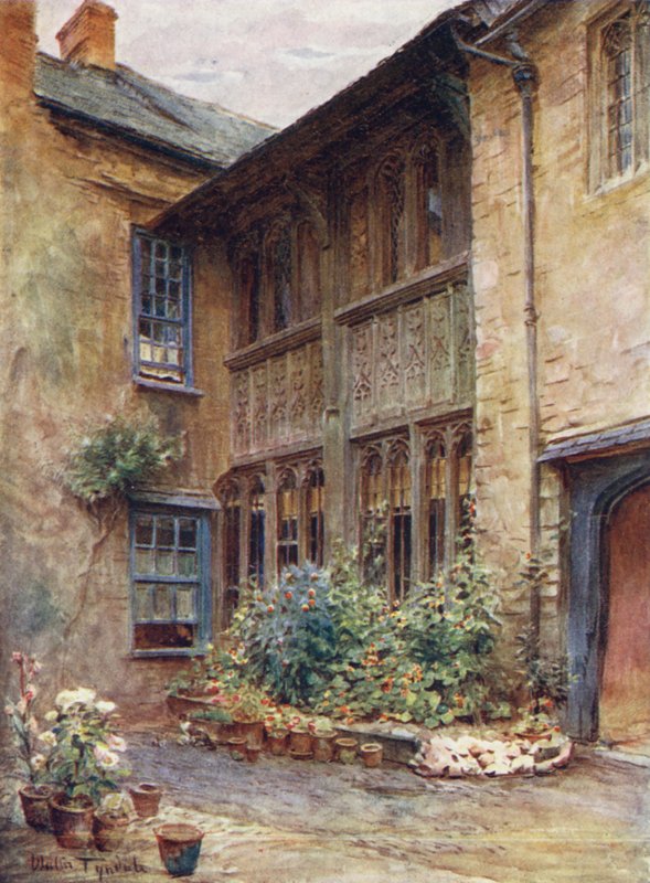 Wessex: O pátio do Luttrell Arms, Dunster (litografia a cores) de Walter Frederick Roofe Tyndale