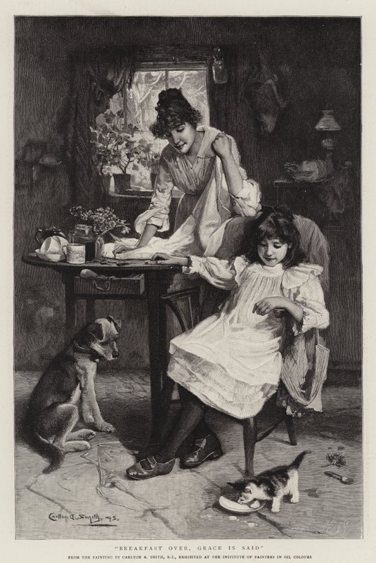 O café da manhã acabou, Grace is Said (gravura) de Walter Granville Smith