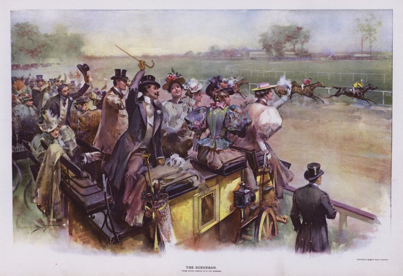 O Suburbano: cena nas corridas (cor litho) de Walter Granville Smith