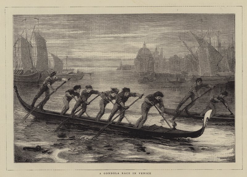 Uma corrida de gôndola em Veneza de Walter Jenks Morgan