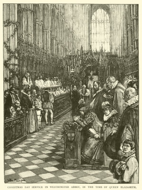 Serviço de Natal na Abadia de Westminster, na época da rainha Elizabeth de Walter Paget