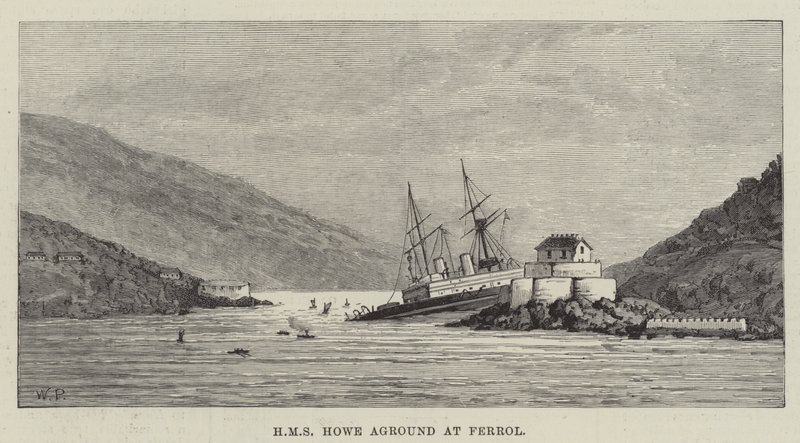 HMS Howe encalhado em Ferrol de Walter Paget