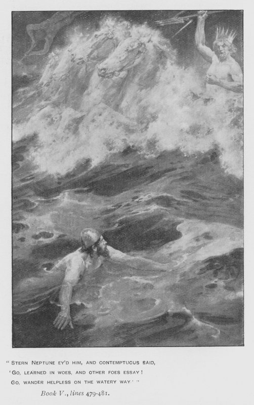 Ilustração para a Odisséia do Papa de Homero (litho) de Walter Paget