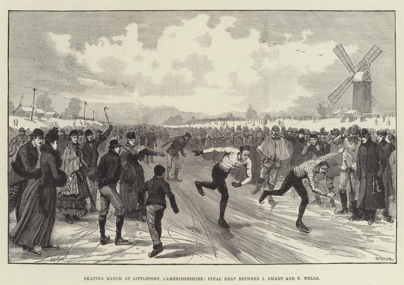 Partida de Patinação Artística no Littleport, Cambridgeshire, Final Heat entre J Smart e T Wells de Walter Paget