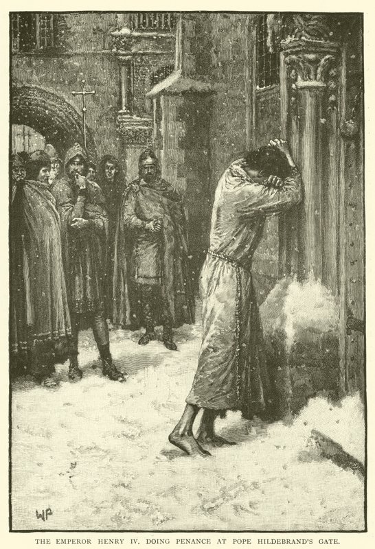 O Imperador Henrique IV fazendo penitência no Portão do Papa Hildebrands de Walter Paget