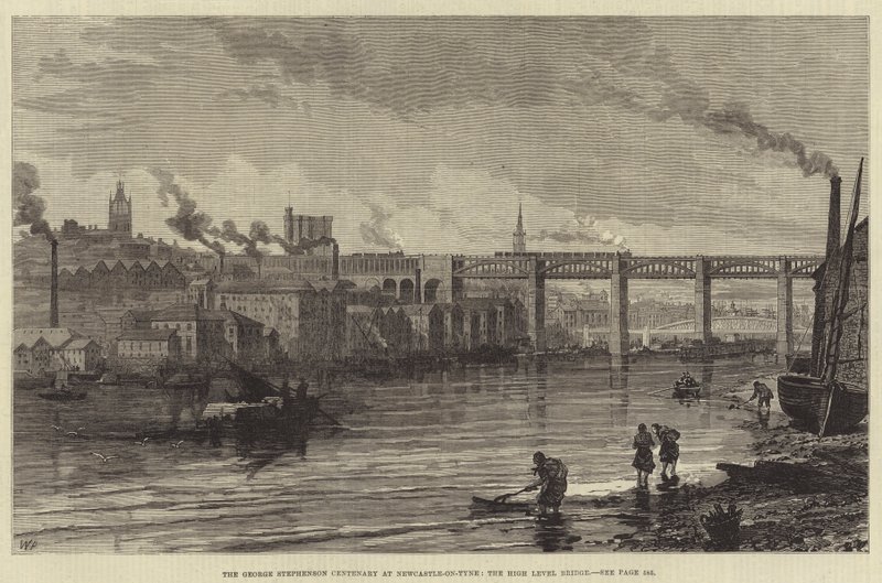 O centenário de George Stephenson em Newcastle-on-Tyne, a ponte de alto nível de Walter Paget