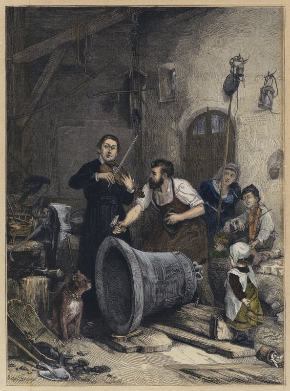 The Toning of the Bell (gravação colorida) de Walter Shirlaw