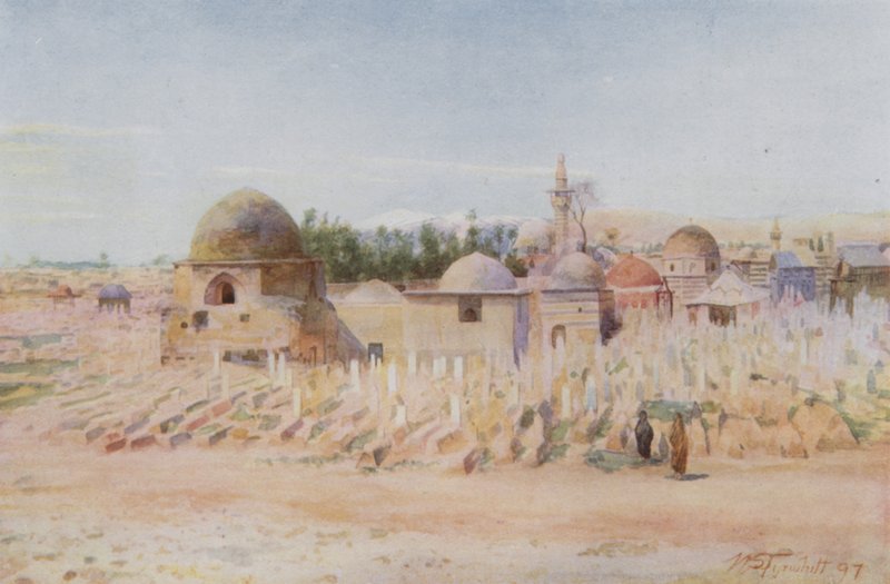 O cemitério muçulmano e a vista do Monte Hermon, Damasco de Walter Spencer Stanhope Tyrwhitt