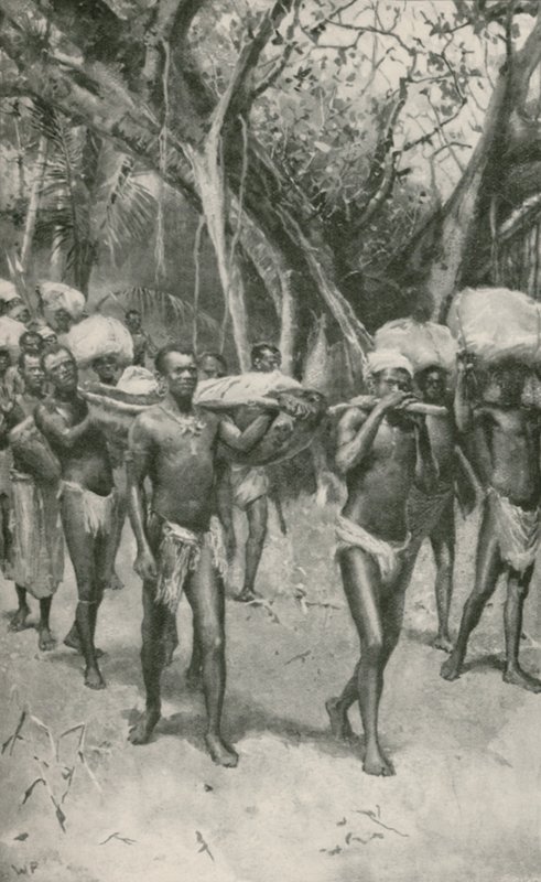 Os seguidores do Dr. Livingstone levam seu corpo embalsamado para a costa de Walter Stanley Paget